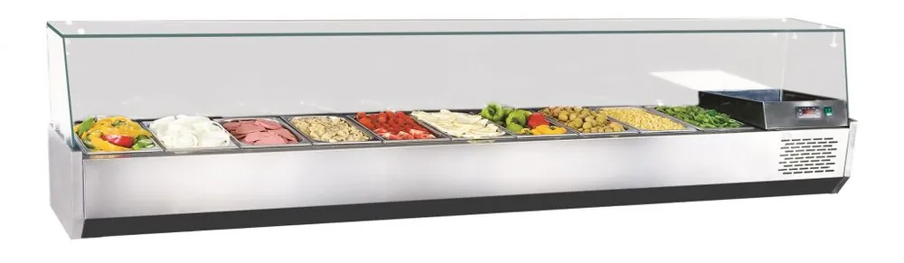 Preiswert Aufsatzkühlvitrine 10x 1/3GN - Edelstahl - 2100x390x(h)460mm