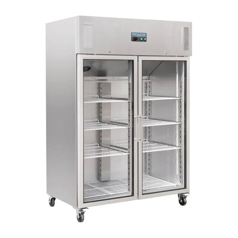 Günstig Kühlschrank Edelstahl - 2 Glastüren - 1200 Liter - 1340x800x2010(h)mm