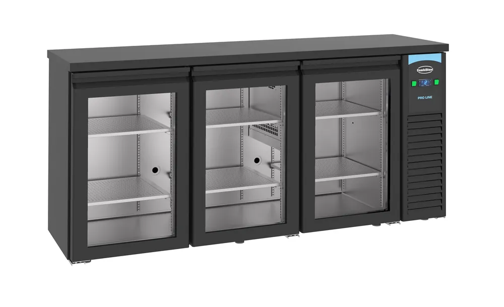 Highlight Barkühlschrank Schwarz - 3 Glastüren - 500 Liter - 1940x550x(h)950mm
