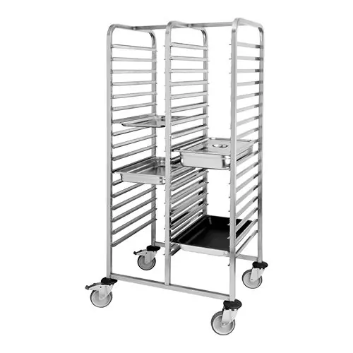 Regalwagen - Edelstahl - 4 Lenkrollen - 34x GN1/1 Sichere Zahlung