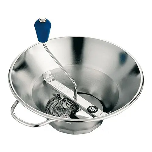 Sonderangebot Gemüse Sieb - 3 Scheiben - 1,5/2,5/4mm - Scheibe Ø14cm - Blau - Ø31cm