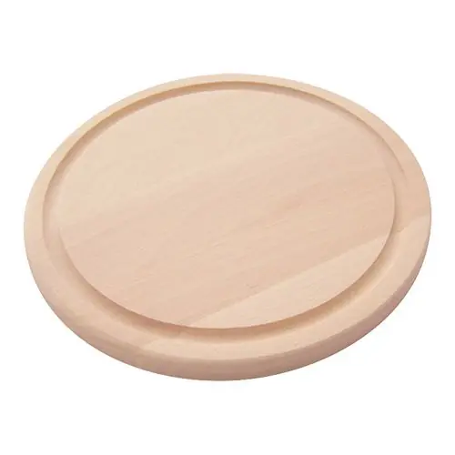 Schneidebrett - Buchenholz - rund mit Saftrille - Ø 250 x 20 mm Super-Preis