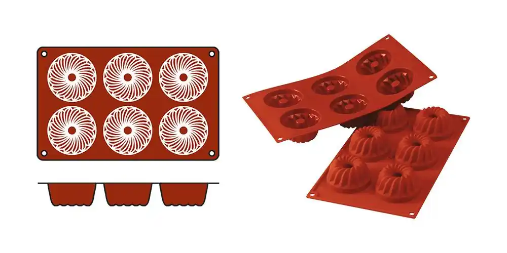 Zertifiziert Backform - Gugelhupf - 6 Stück