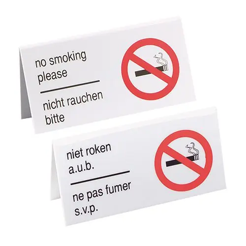 Tischschild - Kunststoff - ‘‘nicht rauchen bitte‘‘ - 13x6,5cm Billig