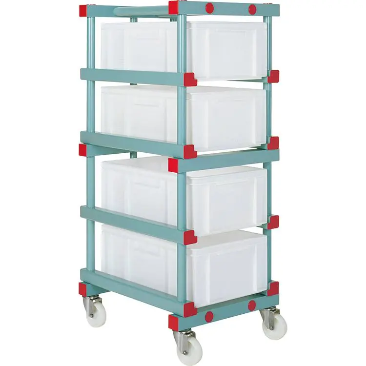 Bestpreis REA Euronorm Regalwagen - 6x 600x400mm - Kunststoff Rollen - 540x660x(h)1390mm