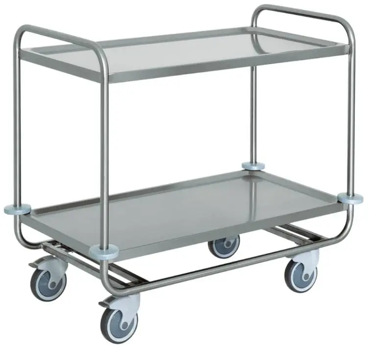 Neu Wagen Rundes Edelstahlrohr 2 Etagen - HEAVY DUTY - 4 Rollen - 1090x590x (h) 950 mm
