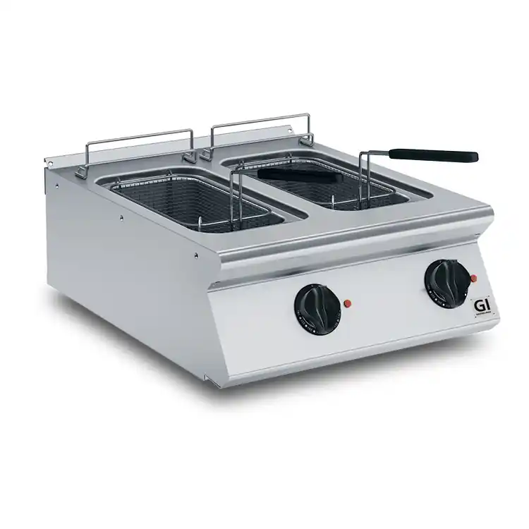 Wochenendangebot 700 PS elektrische Fritteuse 2x 10 Liter - Klappelement - 2x 9kW - 600x730x (H) 250mm