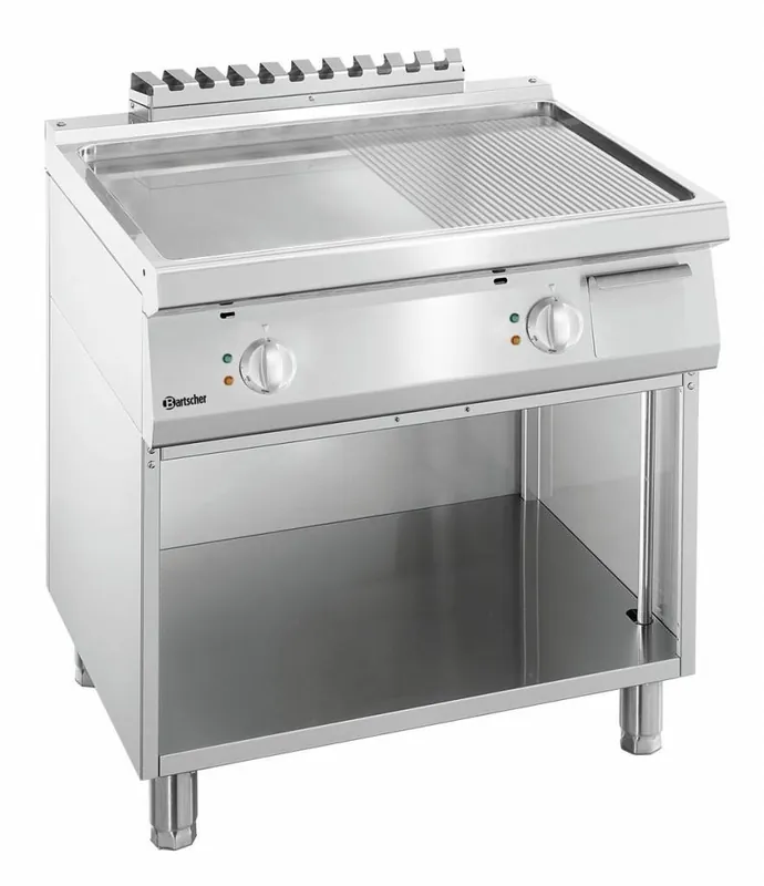 Top-Preis Elektro-Grillplatte 700 Serie - Unterbau offen - glatt-gerillt - 800x700x(h)850-900mm
