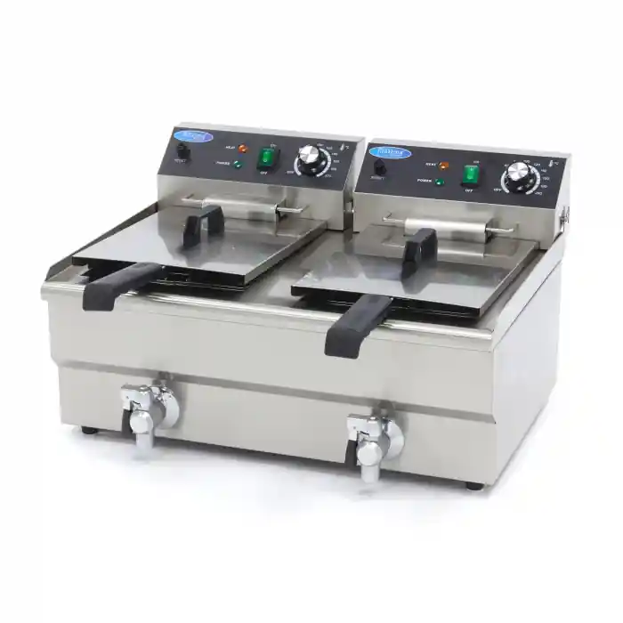 Fritteuse - 2 x 13L - 2 Körbe - mit Ablasshahn Neue Ware