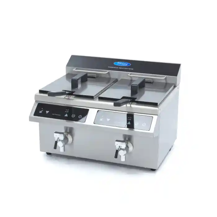 Beliebt Fritteuse - 2 x 8L - 2 Körbe - mit Ablasshahn - Induktion