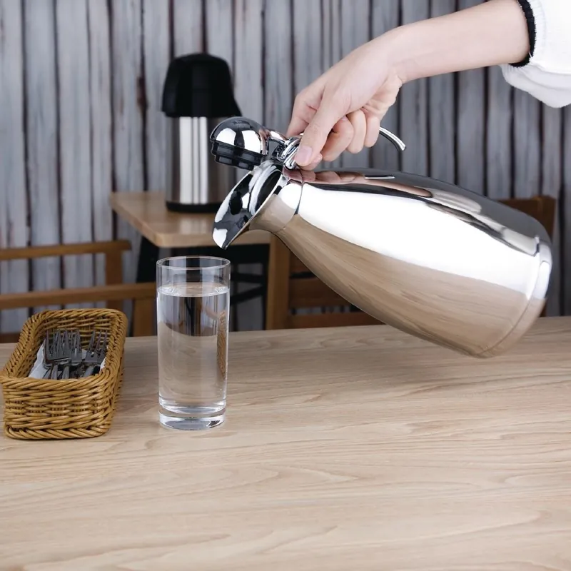 Isolierkanne Doppelwandig - Edelstahl-Look - 2 Liter Schneller Versand