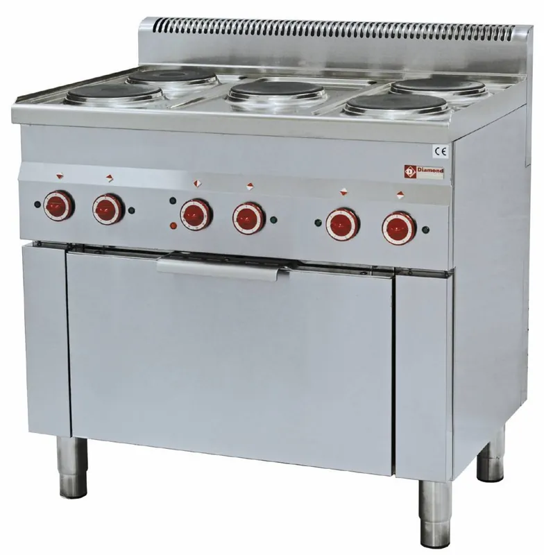 Elektroherd 5 Kochplatten und Konvektionsbackofen GN1/1 - 900x600x(h)850/970mm Top-Preis