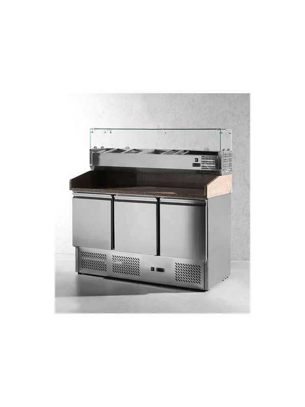 Pizza-Saladette – Maschine unten – 3 Türen – verstellbare Beine – 1365 x 700 x (H) 850 mm Super-Preis