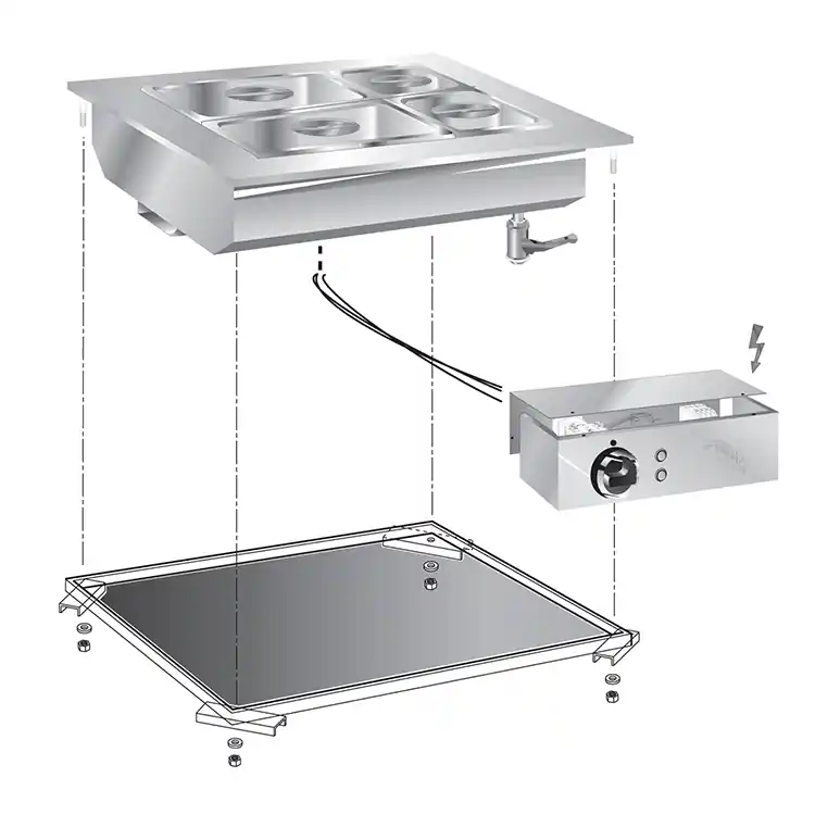 Top-Preis Einbau-Bain-Marie 60 cm mit Anschlussblock