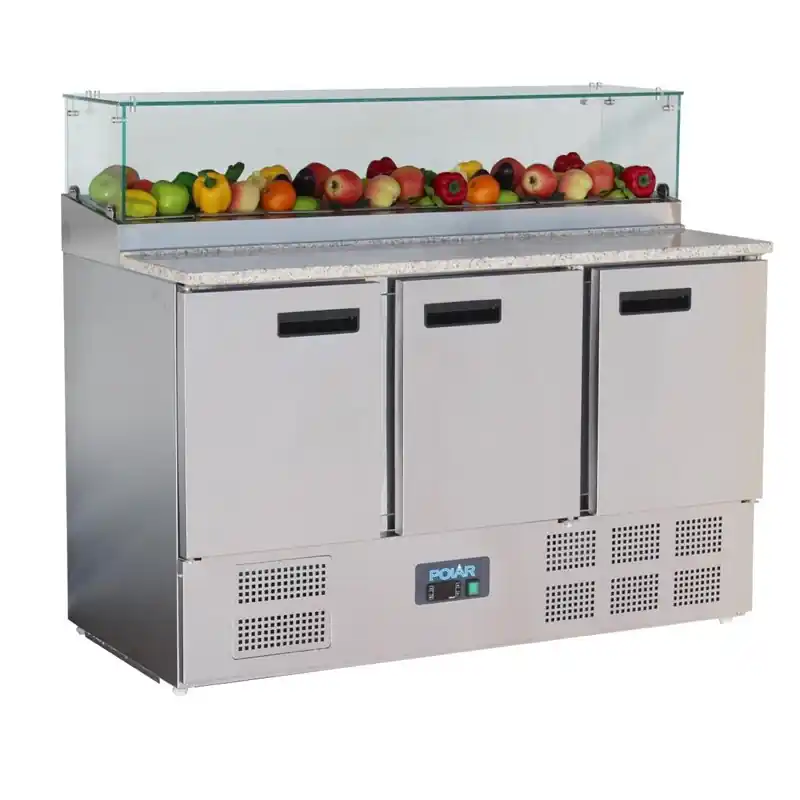 Online Kaufen Polar G-Serie 3-türige Pizzakühltheke mit Vitrine 436L