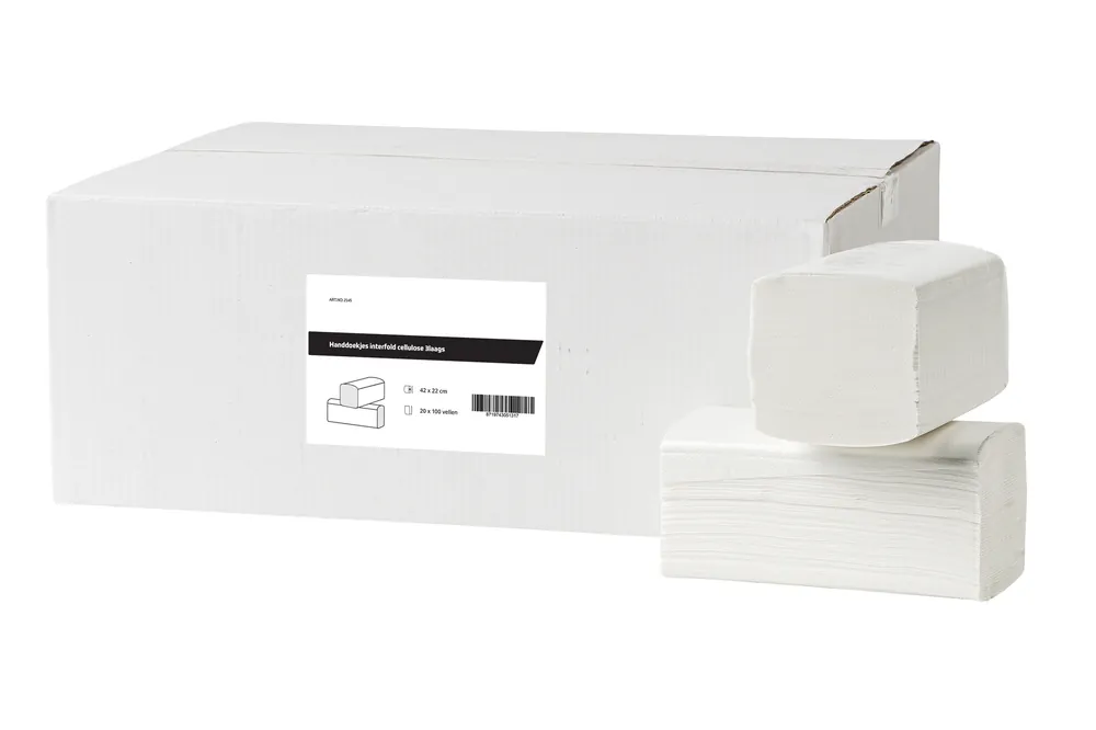Zertifiziert Interfold-Handtücher aus Zellulose, 3-lagig, 42 x 22 cm – 20 x 100 Blatt