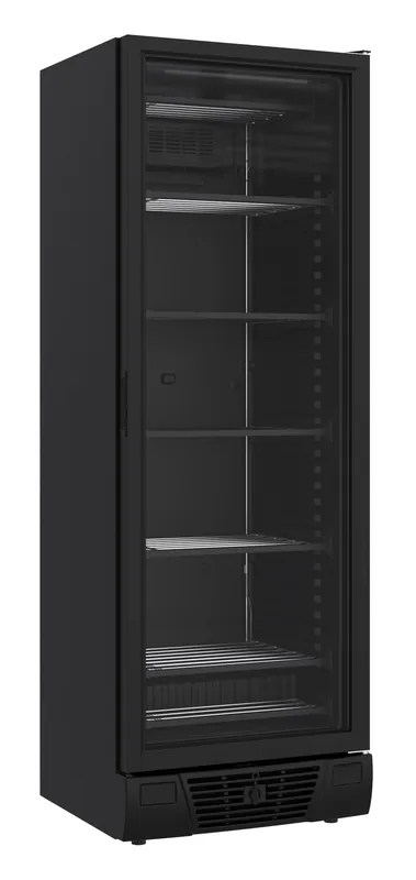Wochenendangebot Tiefkühlschrank mit Glastür Schwarz 382L - 640x670x(H)1875mm