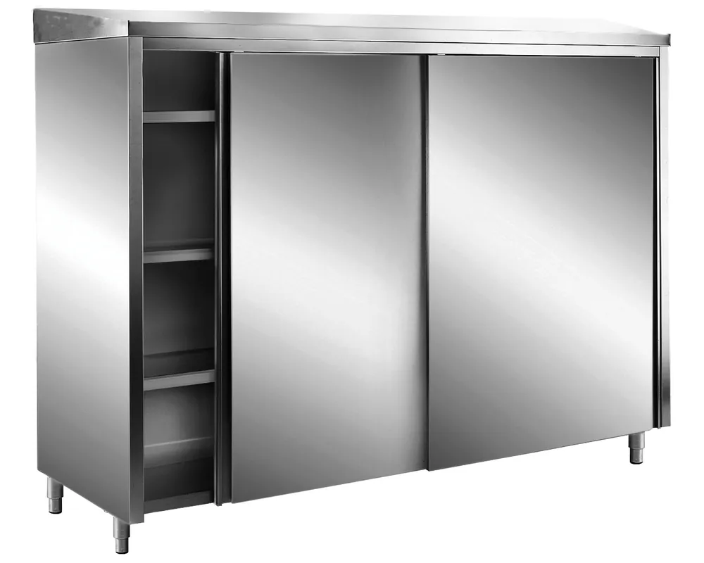 Lagerschrank Edelstahl AISI 304 - 2 Schiebetüren - Schrägdach - 1800x600x(H)2140mm Letzte Chance