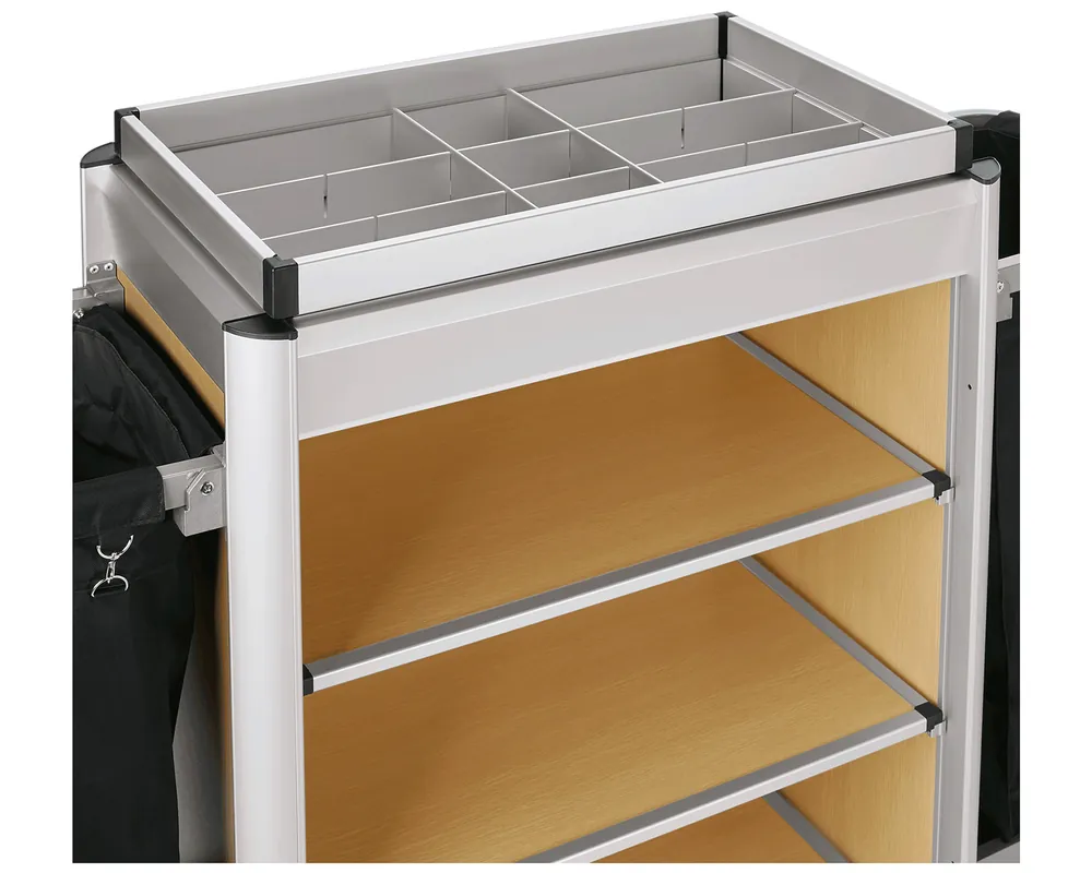 Finale Aktion Housekeeping-Wagen - Aluminium und MDF-Holzoptik - 41 kg