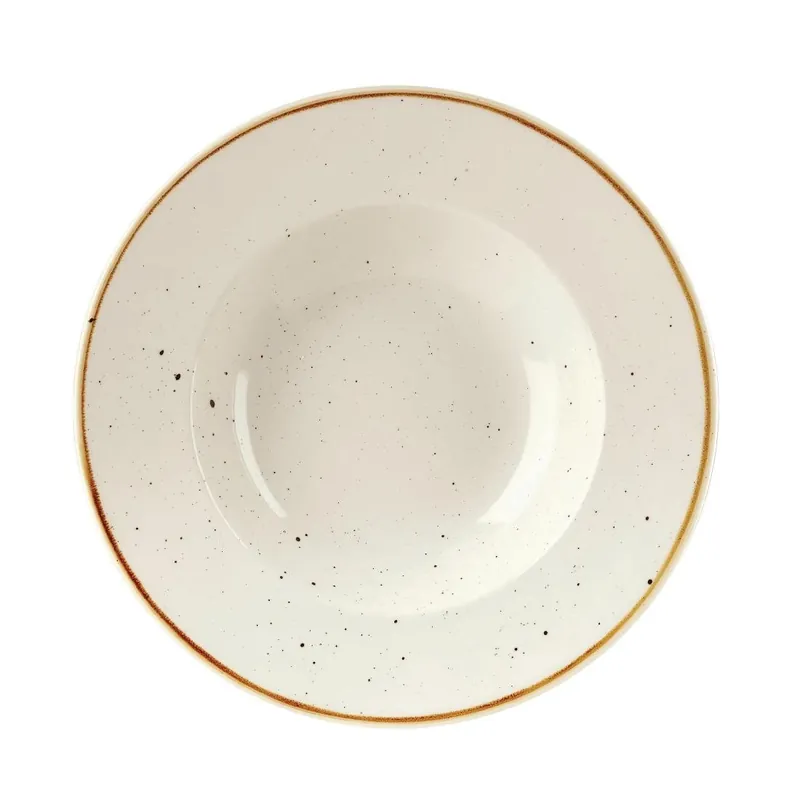 Markenprodukt Churchill Stonecast, runde Schüssel mit breitem Rand, Gerstenweiß, 240 mm (12 Stück)