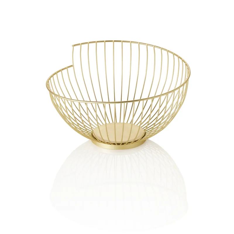 Korb - Ø 28 cm - Höhe 16,5 cm - gold pulverbeschichtet - Metall Sale
