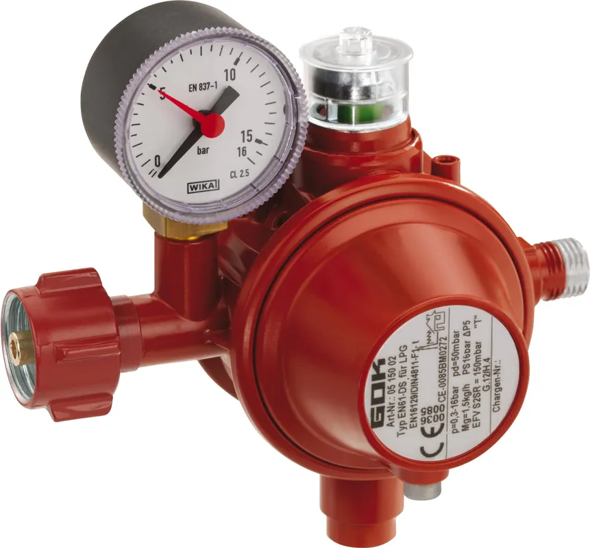 Neu Gasregler GOK mit Schlauchbruchsicherung EN61-DS 0515002