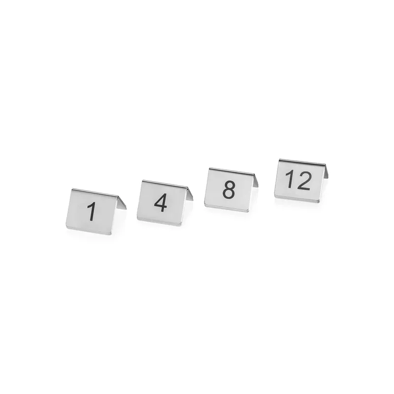 Bestseller Tischnummernschild Set 1-12, 5 x 5 x 5,5 cm, 12-teilig, Chromnickelstahl