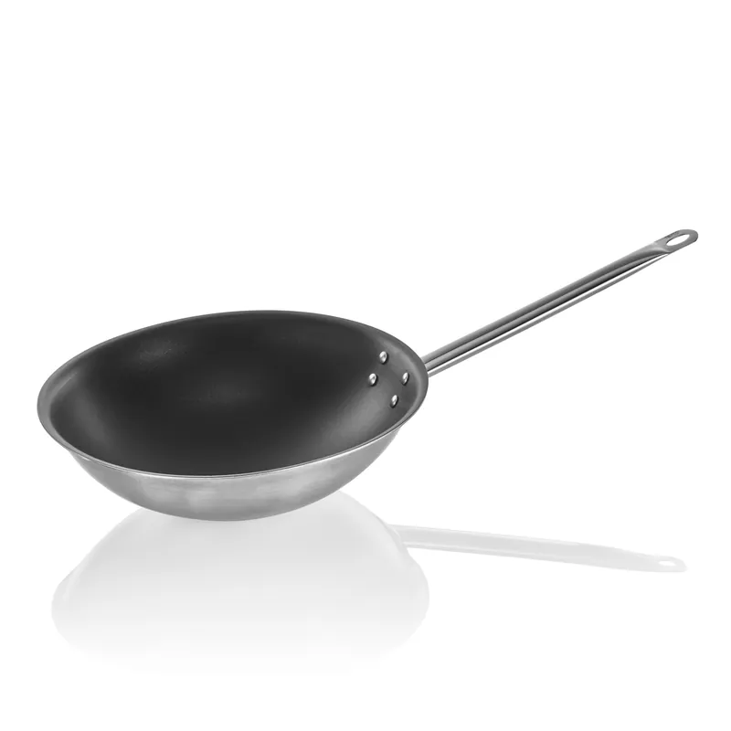 Wok mit Antihaftbeschichtung und rundem Boden, Ø 38 cm, Chromnickelstahl 18/10 Must-Have