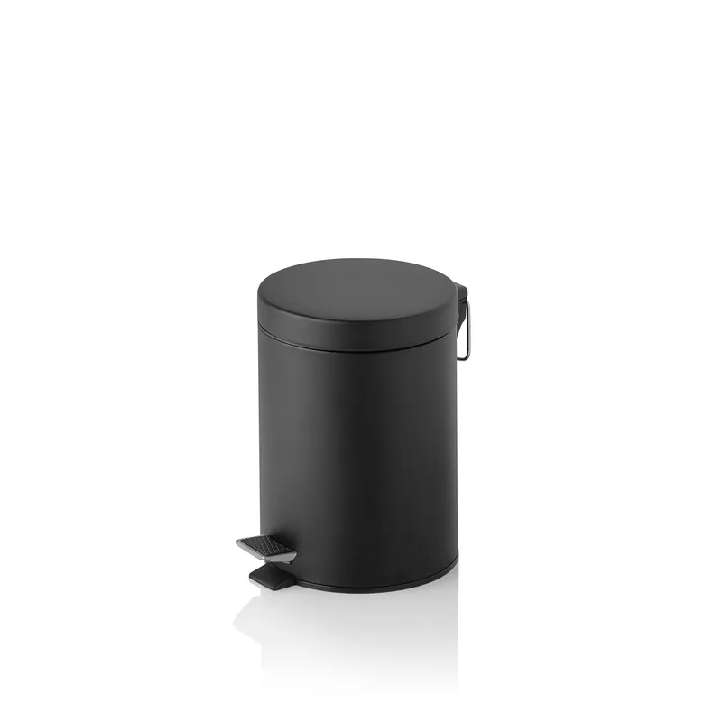 Must-Have Tretabfalleimer, 5 Ltr., mit Kunststoffeinsatz, schwarz pulverbeschichtet, Metall