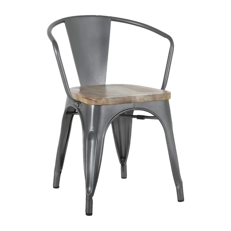 Preisreduziert Bolero Bistro Curve Stühle Mit Mango-Holz-Sitzauflage Gunmetal (4 Stück)