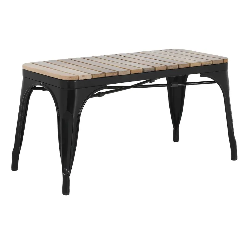 Bolero Bistro Innenbank Mit Latten Aus Mango-Holz Und Schwarzem Rahmen 850mm (2 Stück) Wochenendangebot