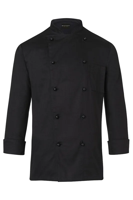 Kochjacke Basic - Schwarz - 100% Baumwolle - L Beliebt