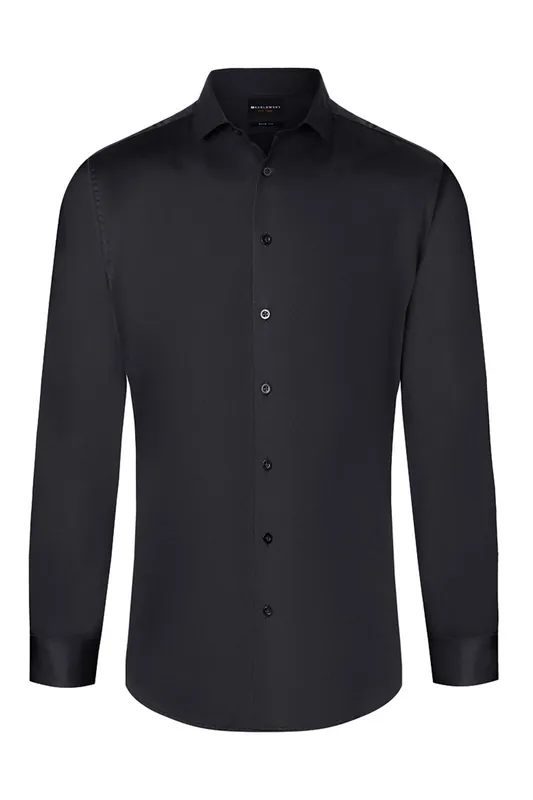 Sonderangebot Langarm Herrenhemd Active-Stretch in Slim-Fit - Schwarz - 3XL