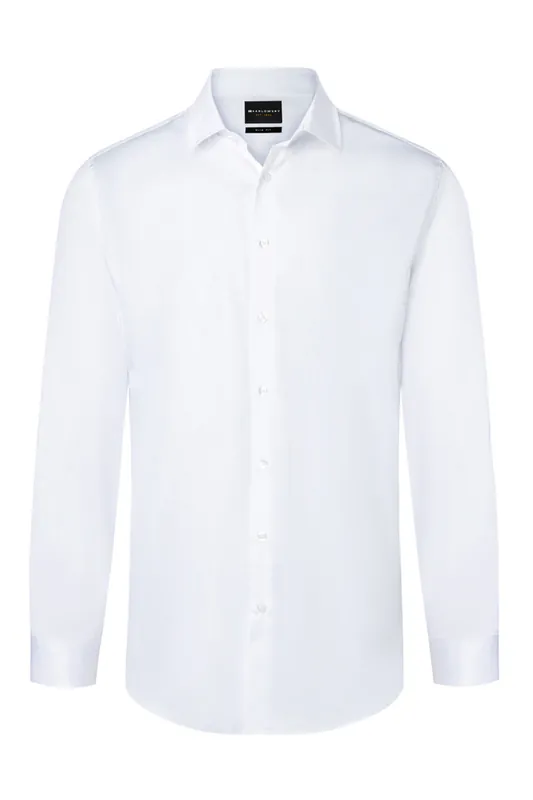 Neu Langarm Herrenhemd Active-Stretch in Modern-Fit - Weiß - 3XL