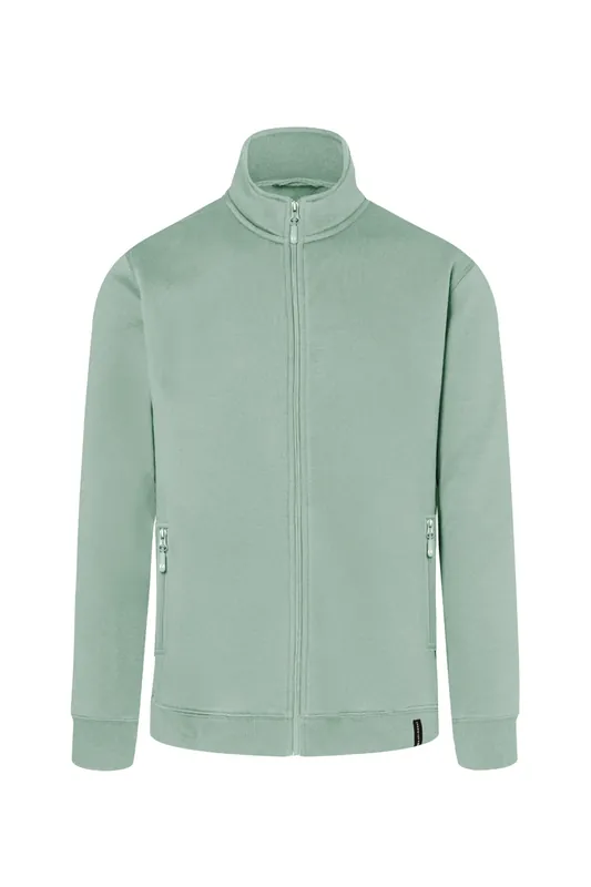Herren Workwear Sweatjacke Soft-Face, aus nachhaltigem Material - Pistaziengrün - L Nur Für Kurze Zeit