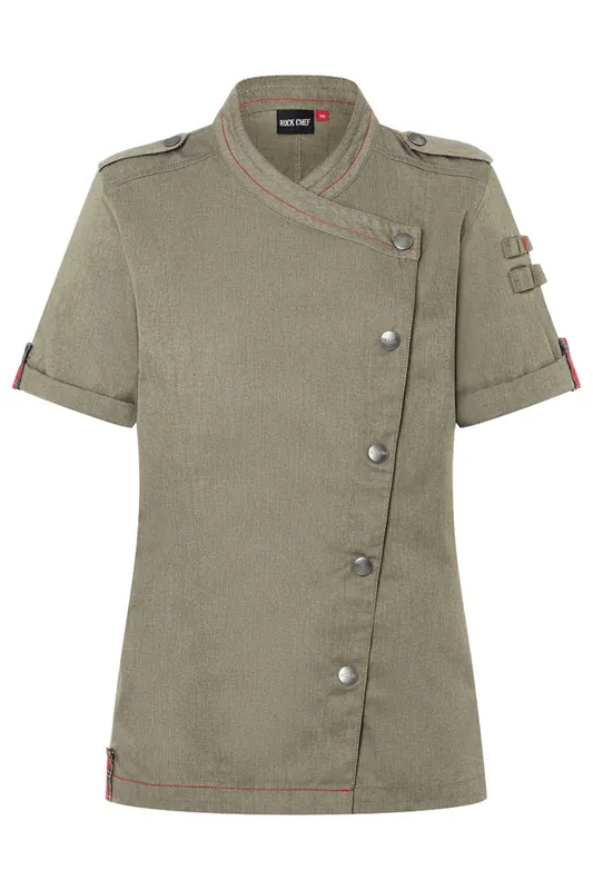 Kurzarm Damenkochjacke Denim-Style ROCK CHEF-Stage2 - Vintage Moss Green - 34 Top-Seller