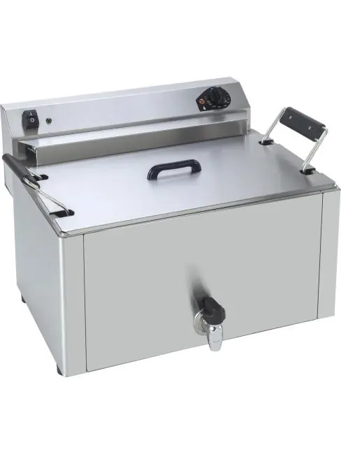 Abverkauf Fritteuse - Variable Temperaturregelung - Edelstahl - 16 Liter - 400V - H 38 x B 53,5 x T 41,5 CM - Saro - 458-1001