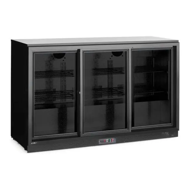 Backbar-Kühlschrank Schwarz - 3 Schiebetüren - 308 l - Hendi Markenprodukt