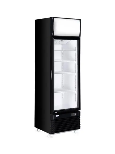 Preisknaller Kühlschrank – 254 Liter – 1-türig – Glastür – Umluft – Schwarz – Hendi