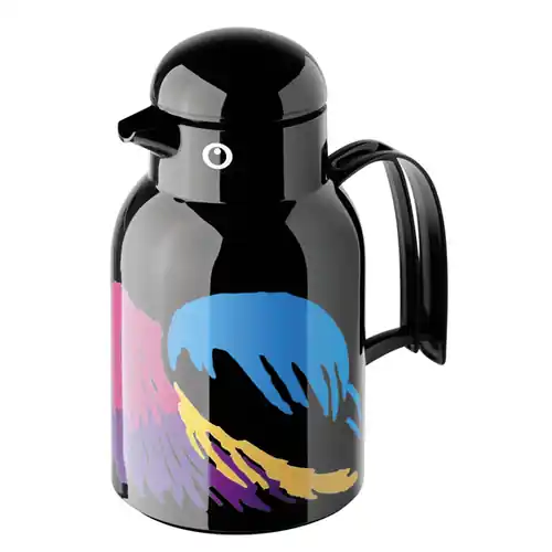 Isolierkanne THERMO-BIRD Paradiesvogel 1 ltr schwarz glänzend Glaseinsatz Drehverschluss H 252 mm Schneller Versand