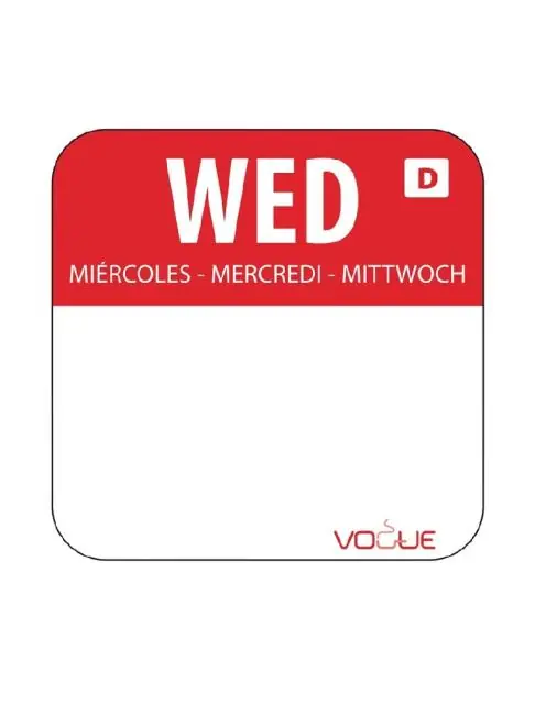Top-Seller Lebensmitteletiketten - 1000 Stück - Auflösbar - Mittwoch - Farbcode - Leer - Vogue - U779
