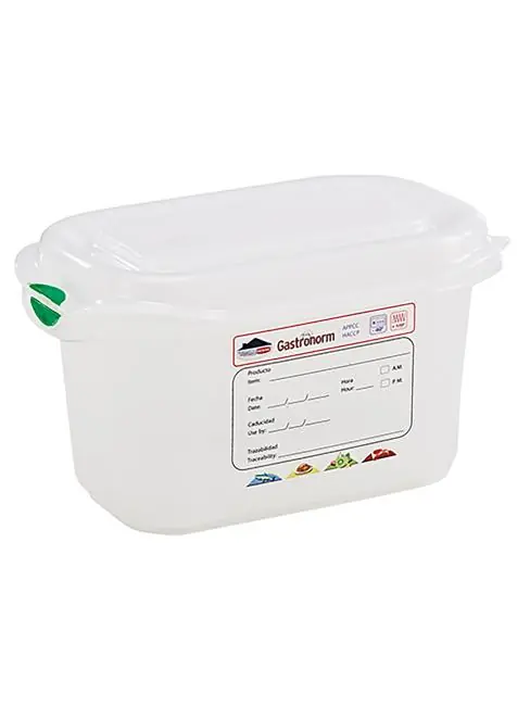 Lebensmittelbox - 1/9 GN - 1 Liter - H 10 x 17,6 x 10,8 CM - Polypropylen - Transparent - -40°C / +100°C - Luftdicht verschließbar - Denox - 600340 Schnäppchen