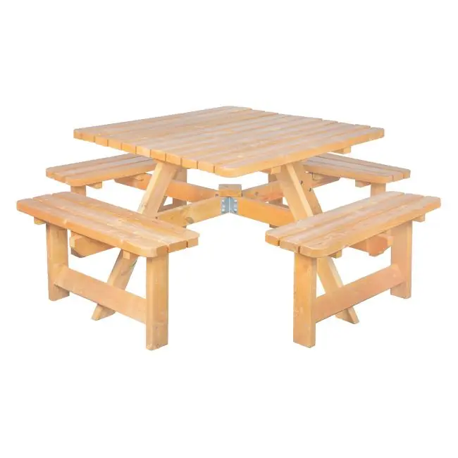 Ausverkauf Picknicktisch - Quadratisch - Schwere Qualität - Holz - B 220 x T 220 CM - G-Line