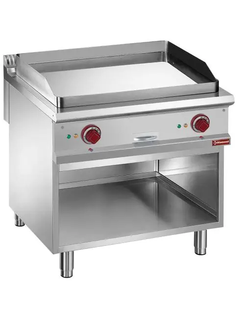 Günstig Grillplatte - Elektrisch - Glatt - Chrom - 80 cm - Unterschrank - Diamond - E9/PLCA8