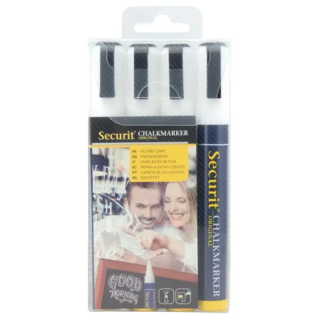 Mega-Angebot Kreidemarker - 4 Stück - Weiß - 2-6 MM - Securit