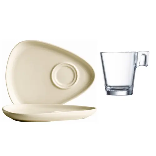 Bestseller Obertasse AROMA 80 ml Hartglas mit Porzellansetplatte H 64 mm