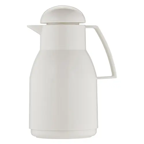 Abverkauf Isolierkanne TOP 1 ltr weiß Glaseinsatz Drehverschluss H 258 mm Deckel gewölbt