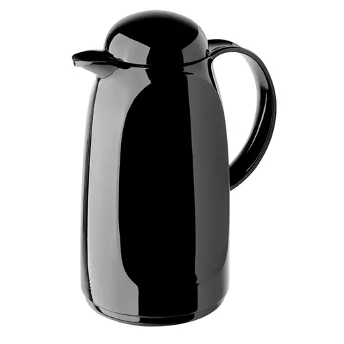Isolierkanne RELAX 1 ltr schwarz Glaseinsatz Drehverschluss H 270 mm Deckel flach Direktkauf