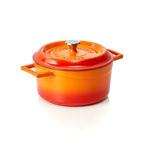 Cocotte Ø 210 mm 2,8 ltr orange Gusseisen emailliert induktionsgeeignet Echt